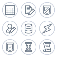 Database web icons, white circle series