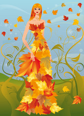 Obraz na płótnie Canvas Autumn women, vector illustration