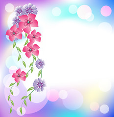 Glowing background with flowers