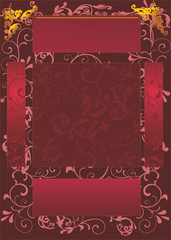 red frames on floral background