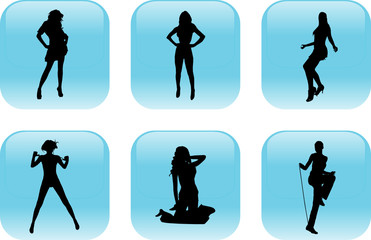 women on shiny buttons