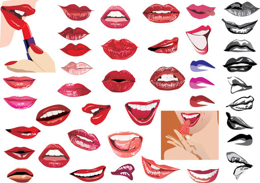 large set of women lips illustration