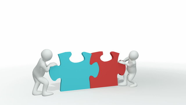 3d-men with a puzzle