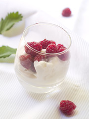 Ice cream with raspberry