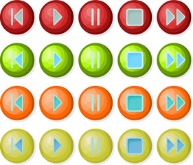 Set of a colored playback icons