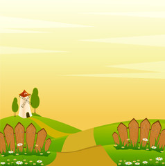 Fototapeta premium vector illustration of landscape windmill building