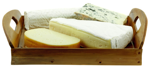 plateau de fromages, fond blanc