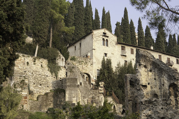 Ruins of Ancient Roman Theater in Verona. Italy, Europe