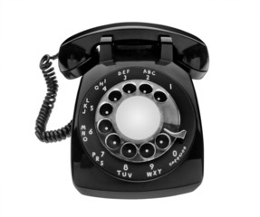 Bulbous black dial phone, isolated