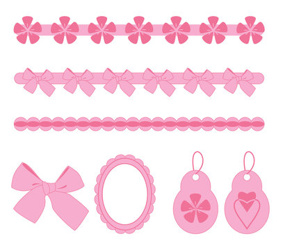 Vector pink scrapbook elements