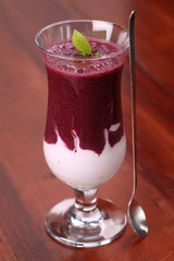 Blueberry milk shake with sour cream. Shallow DOF