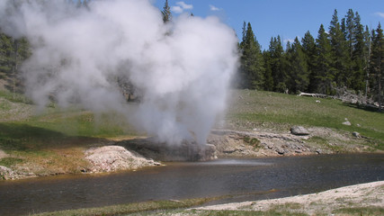Eruption of Riverside Geyser