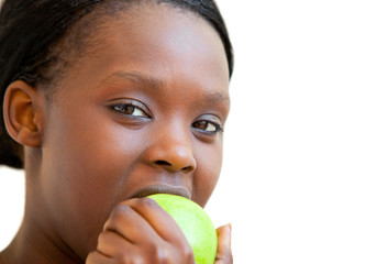 Naklejka premium Sweet woman eating apple