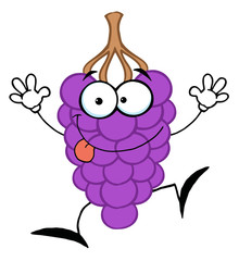 Funny Red Grape Cartoon Character