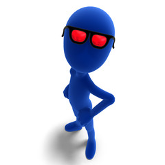 3d male icon toon character looks very cool with his glasses. 3D