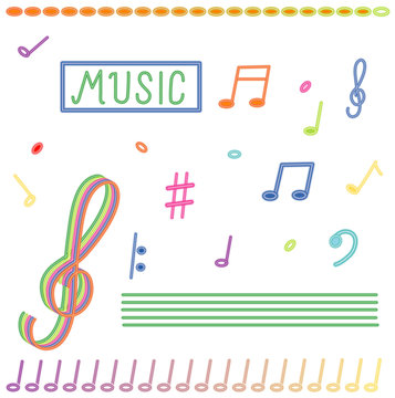 Music motive, objects white isolated, vector