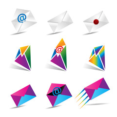 Vector illustration set of 9 email icons