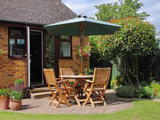 Patio area of an  English Garden © Chris Lofty