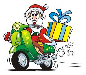 Santa driving Scooter