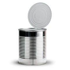 image - boîte de conserves vide sur un fond blanc