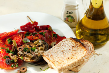 Roasted aubergine with tomatoes