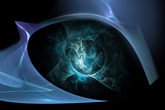 evil eye, abstract mystic background, blue