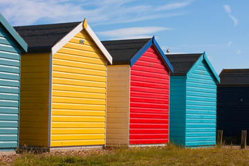 Beach huts in summer
