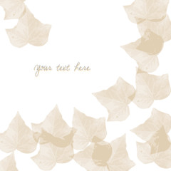 Greeting card with beige leaves