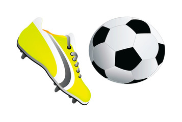 vector soccer shoe and ball