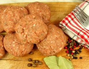 Fresh meat balls preparing for cooking