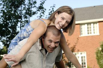 Romantic couple piggyback