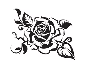 Papier Peint photo autocollant Fleurs noir et blanc Rose