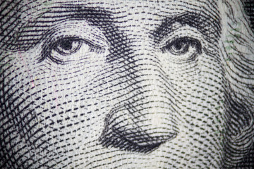 George Washington closeup on the one dollar note