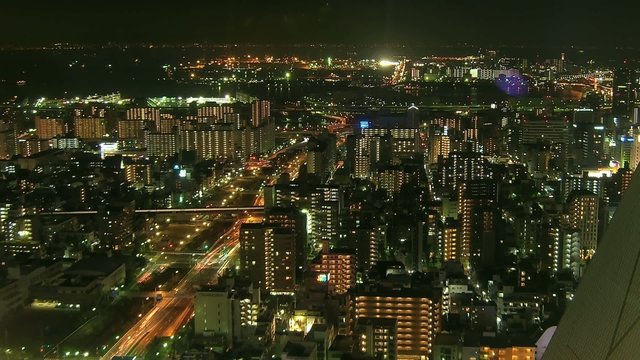 Time lapse Kobe streets and life at night