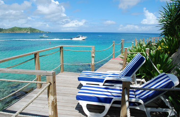 Beach chairs on a deck
