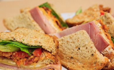 Tasty deluxe ham cheese club sandwich