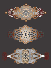 Set of 3 decorative vintage headers. Vector illustration.