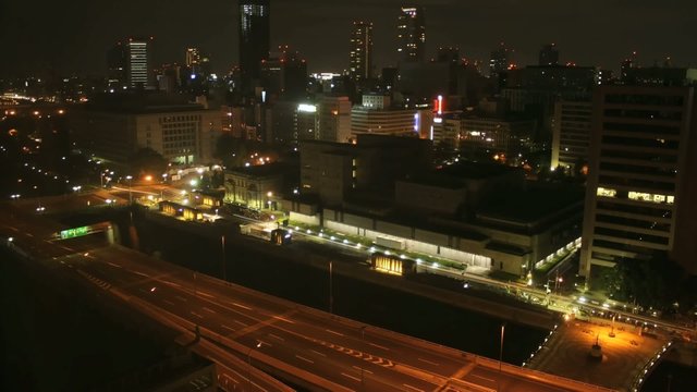 Time lapse Osaka streets and skyscrapers at night