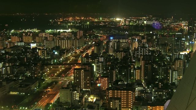 Time lapse Kobe streets and life at night