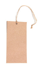 Blank tag tied with brown string.