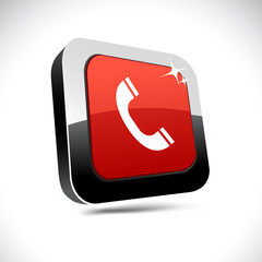 Telephone 3d square button.