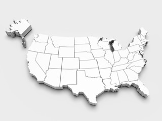 Map of USA. 3d