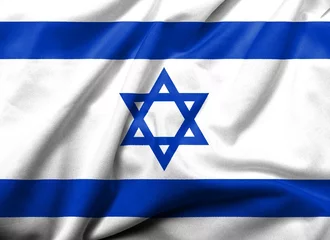 Papier Peint photo Lavable moyen-Orient 3D Flag of  Israel satin