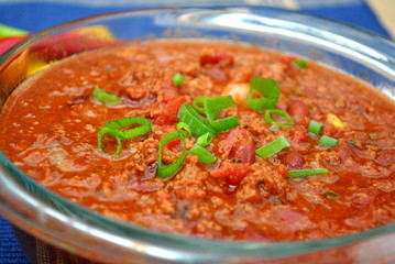 A Glass Bowl of Hot Chili