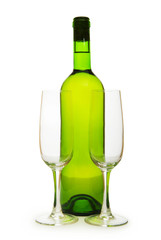 Wine and glass isolated on the white background