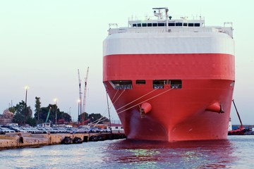 Docked car ship