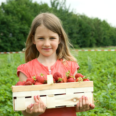 Girl wiht a basket strawberry - 24518541