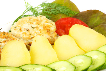 Grilled steak with vegetables