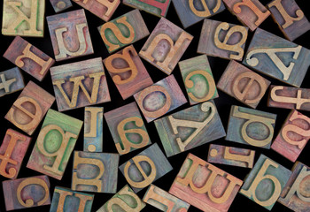 alphabet in vintage wood type