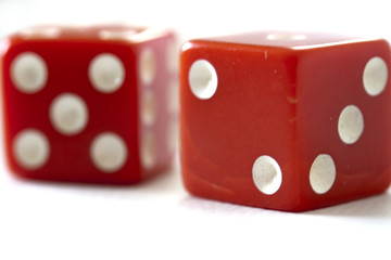 Red Dice on White Background